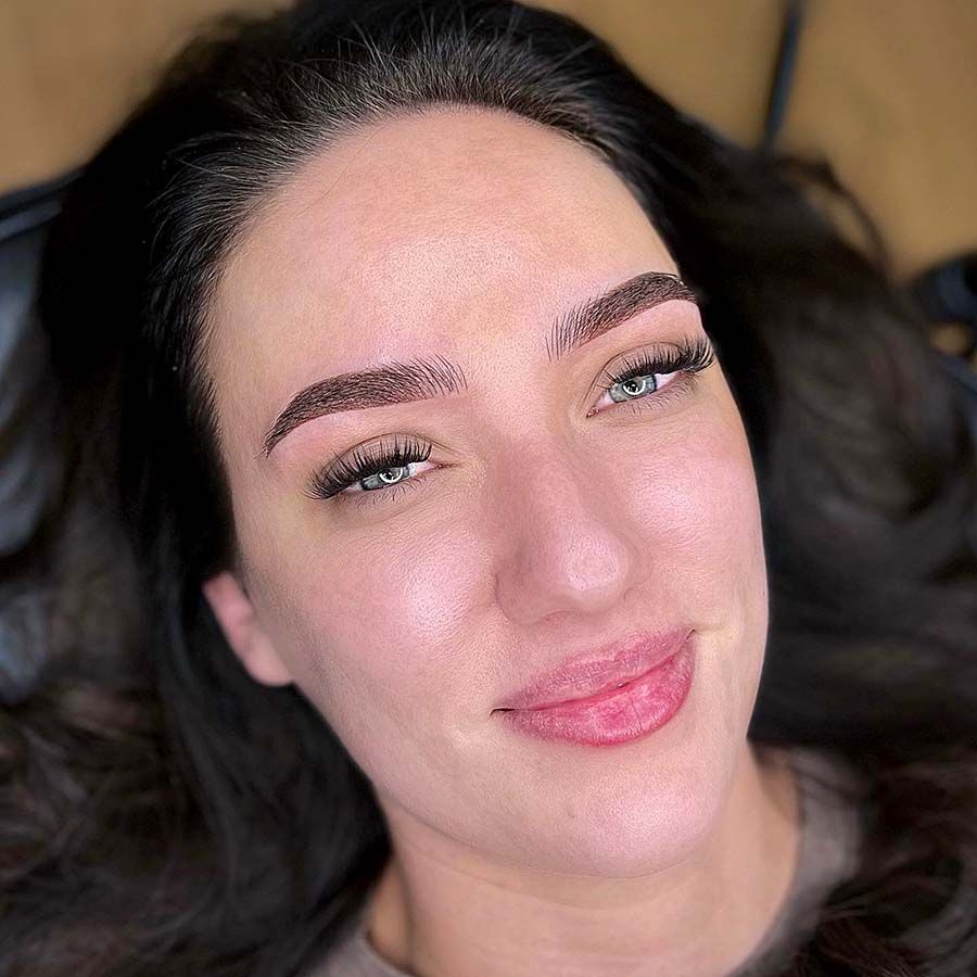 Client with healed combo brows and lip blush